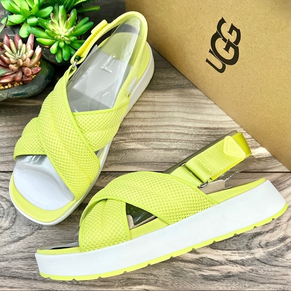 NIB UGG Nella Slingback Platform Sandal 7.5 38.5 Pollen Mesh - Picture 1 of 12